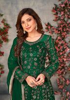 Monjolika Fashion Green Color Net Embroidered Anarkali Salwar Suit - Distacart