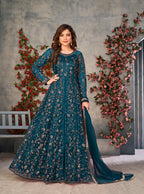 Monjolika Fashion Light Blue Color Net Embroidered Anarkali Salwar Suit - Distacart