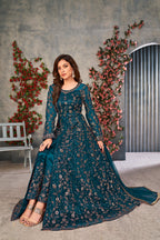Monjolika Fashion Light Blue Color Net Embroidered Anarkali Salwar Suit - Distacart