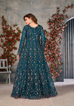 Monjolika Fashion Light Blue Color Net Embroidered Anarkali Salwar Suit - Distacart