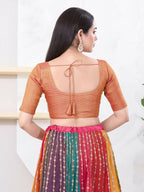 Joban Fashion Copper Tissue Elbow Sleeveless Front Open Blouse