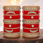 Tehzeeb Creations Bridal Bangle Set Red Designer Chura Wedding Punjabi Choora Fashion Jewellery Chuda For Women - Distacart
