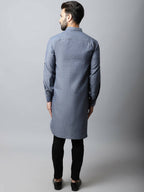 Even Apparels Grey Color Pure Cotton Solid Men's Kurta With Shirt Collar (MMS149) - Distacart