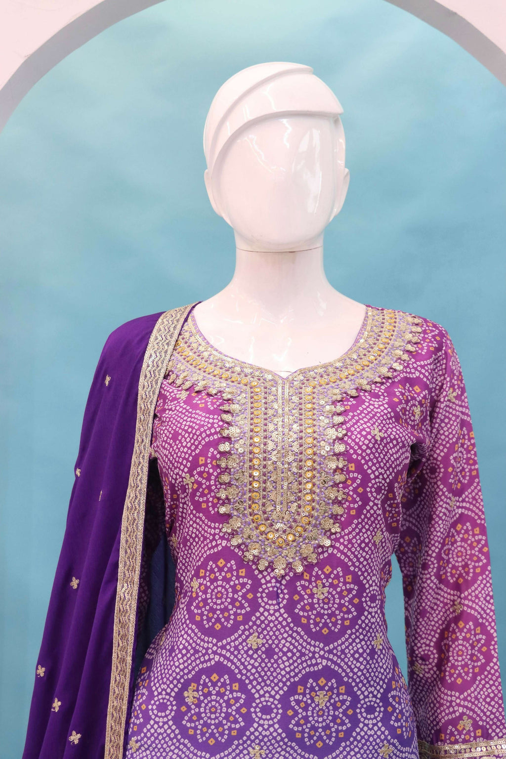 Anaita Lavender Digital print with Embroidered Silk Stitched Plazo Suit(Free Size) - Distacart