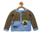 Chutput Kids Blue Coloured Solid Pullover with Applique Detail