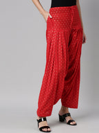 Souchii Red & Gold-Coloured Woven Design Pure Cotton Patiala - Distacart