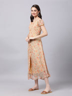 Souchii Women Grey Floral Printed Chiffon A-Line Dress - Distacart