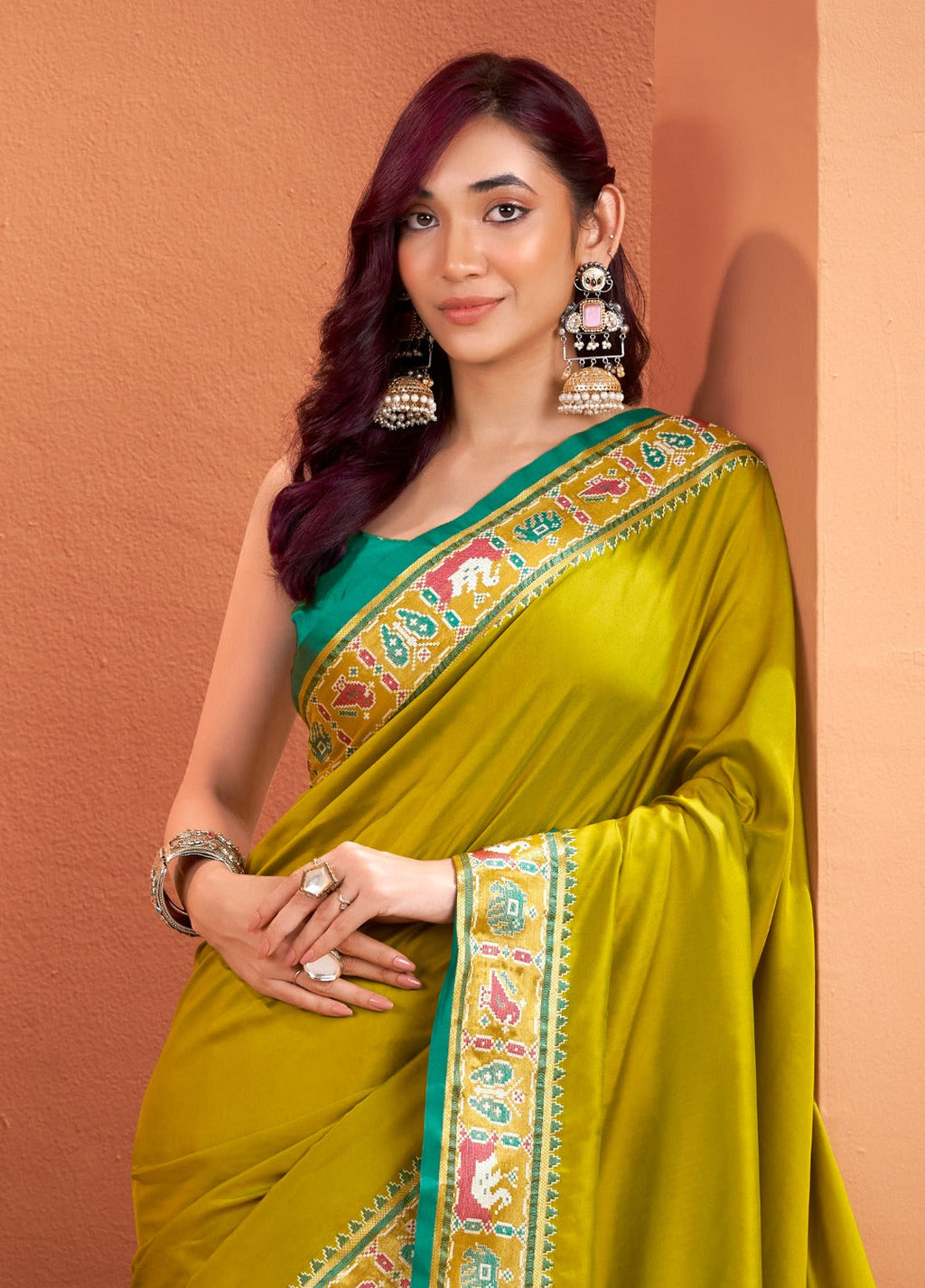 Anaita Mustard Silk Zari Weaving With Classic Patola Saree With Blouse - Distacart