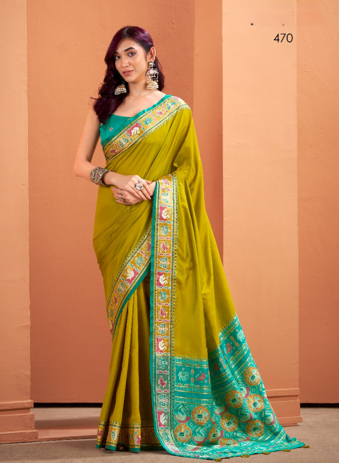 Anaita Mustard Silk Zari Weaving With Classic Patola Saree With Blouse - Distacart