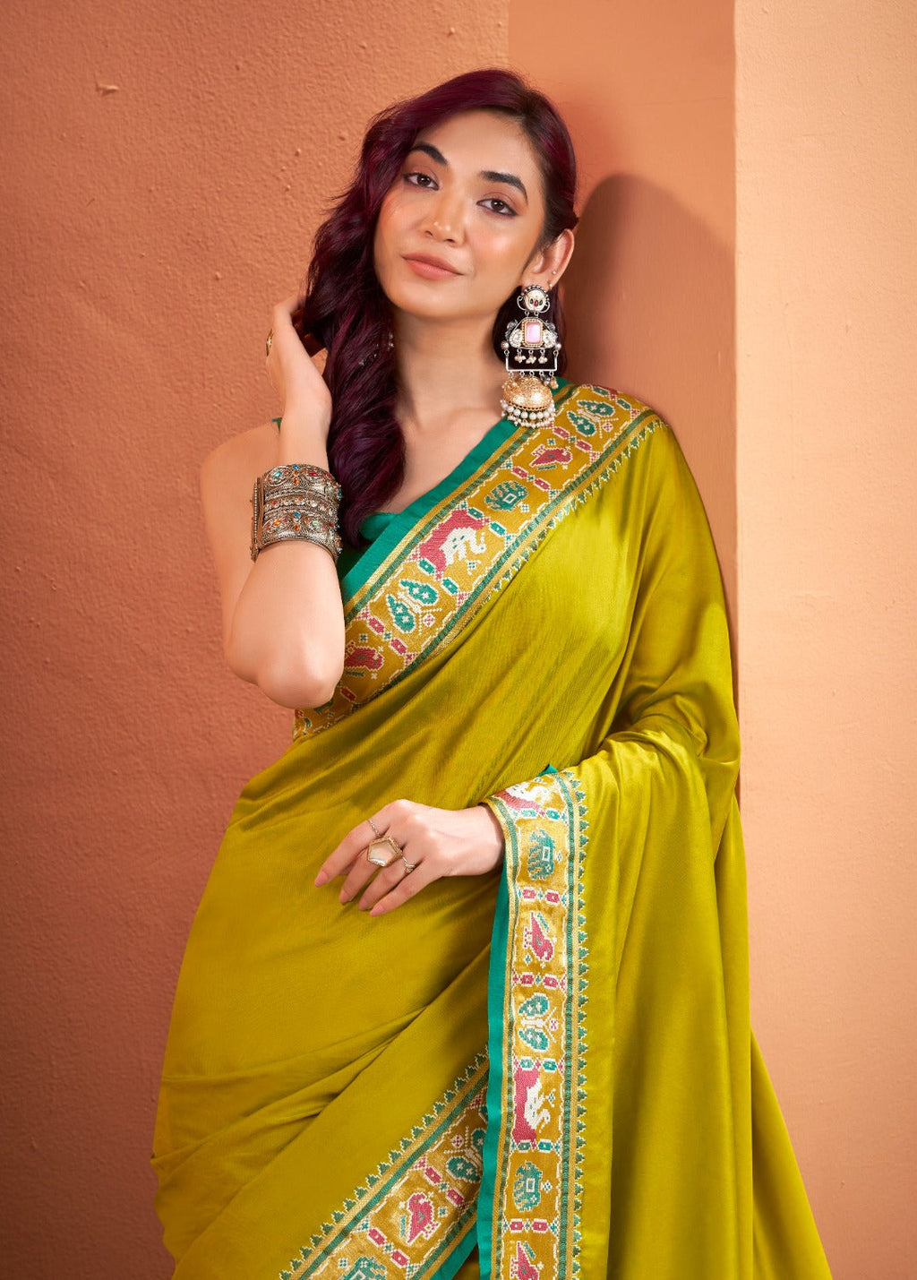 Anaita Mustard Silk Zari Weaving With Classic Patola Saree With Blouse - Distacart