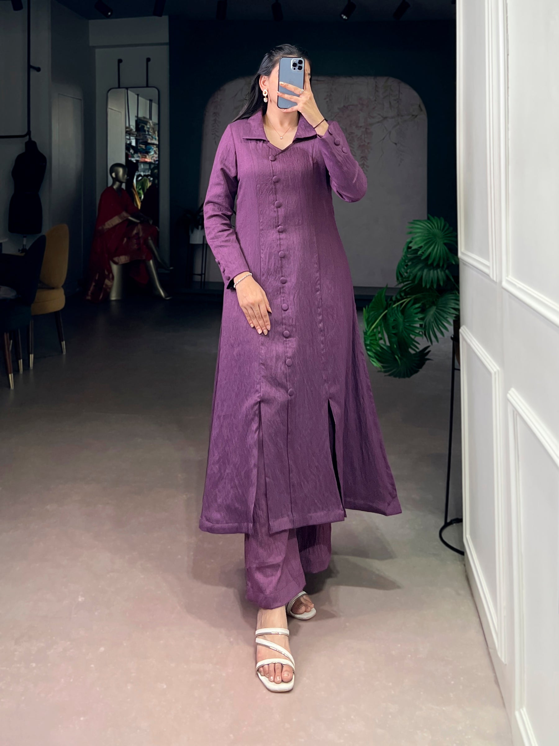 Lorenvalley Fashion Purple Soft N.V Herry Fabric With A Refined Plain Finish Designed Straight Cut Suit - Distacart