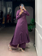Lorenvalley Fashion Purple Soft N.V Herry Fabric With A Refined Plain Finish Designed Straight Cut Suit - Distacart