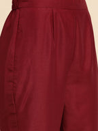 Sangria Women Red Ethnic Motifs Embroidered Pure Cotton Kurta with Trousers & With Dupatta