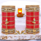Tehzeeb Creations Bridal Bangle Set Wedding Punjabi chuda Designer chura CZ Stone Red Color choora Set for Women - Distacart