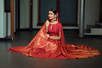 Vardha Scarlet Red Zari Work Kanjeevaram Silk Saree