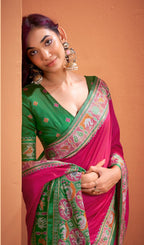 Anaita Magenta Silk Zari Weaving With Classic Patola Saree With Blouse - Distacart
