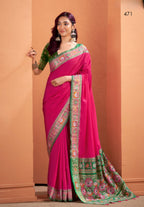 Anaita Magenta Silk Zari Weaving With Classic Patola Saree With Blouse - Distacart