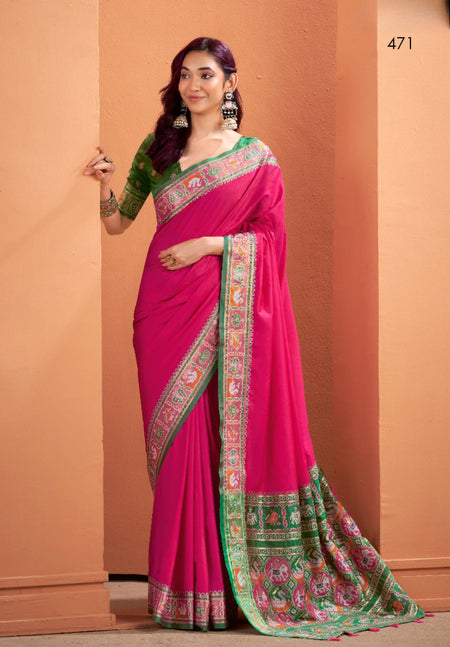 Anaita Magenta Silk Zari Weaving With Classic Patola Saree With Blouse
