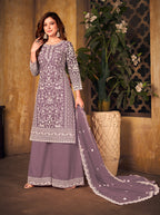 Monjolika Fashion Lavender Color Net Embroidered Salwar Kameez - Distacart