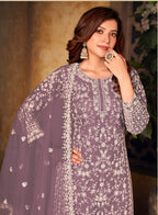 Monjolika Fashion Lavender Color Net Embroidered Salwar Kameez - Distacart