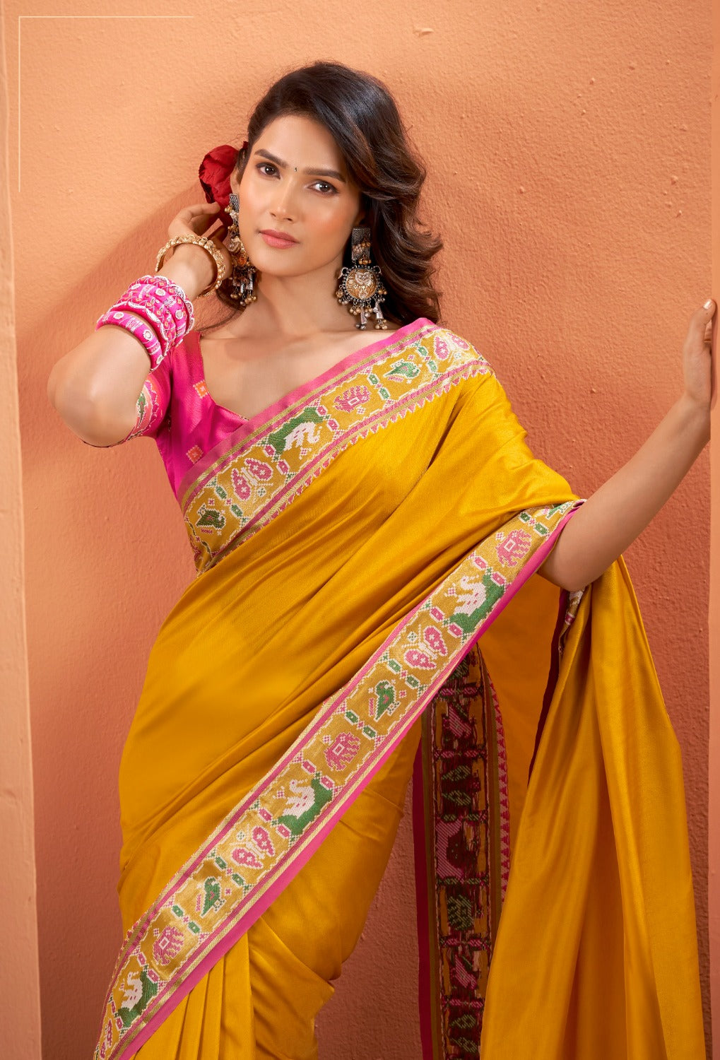 Anaita Yellow Silk Zari Weaving With Classic Patola Saree With Blouse - Distacart