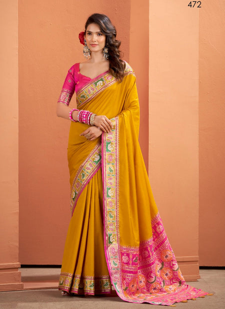 Anaita Yellow Silk Zari Weaving With Classic Patola Saree With Blouse