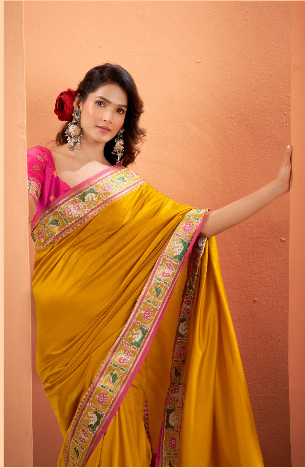 Anaita Yellow Silk Zari Weaving With Classic Patola Saree With Blouse - Distacart