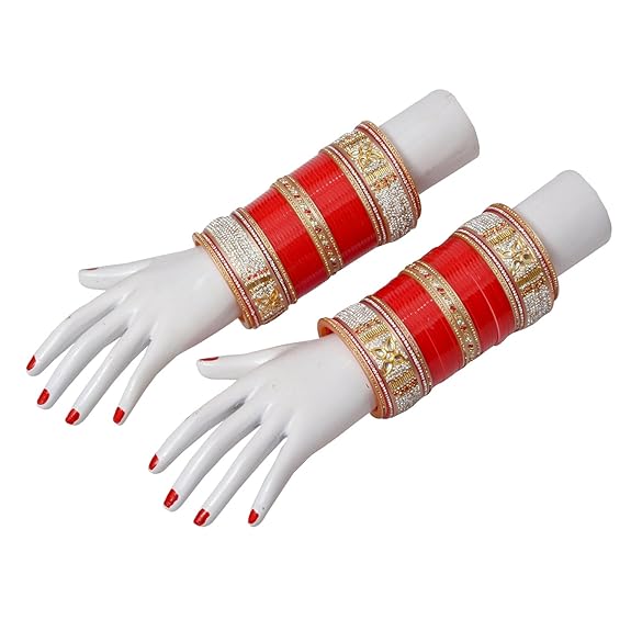Tehzeeb Creations Bridal Bangle Set Designer Red Color Punjabi Choora Wedding Chura, Chuda for Womens - Distacart