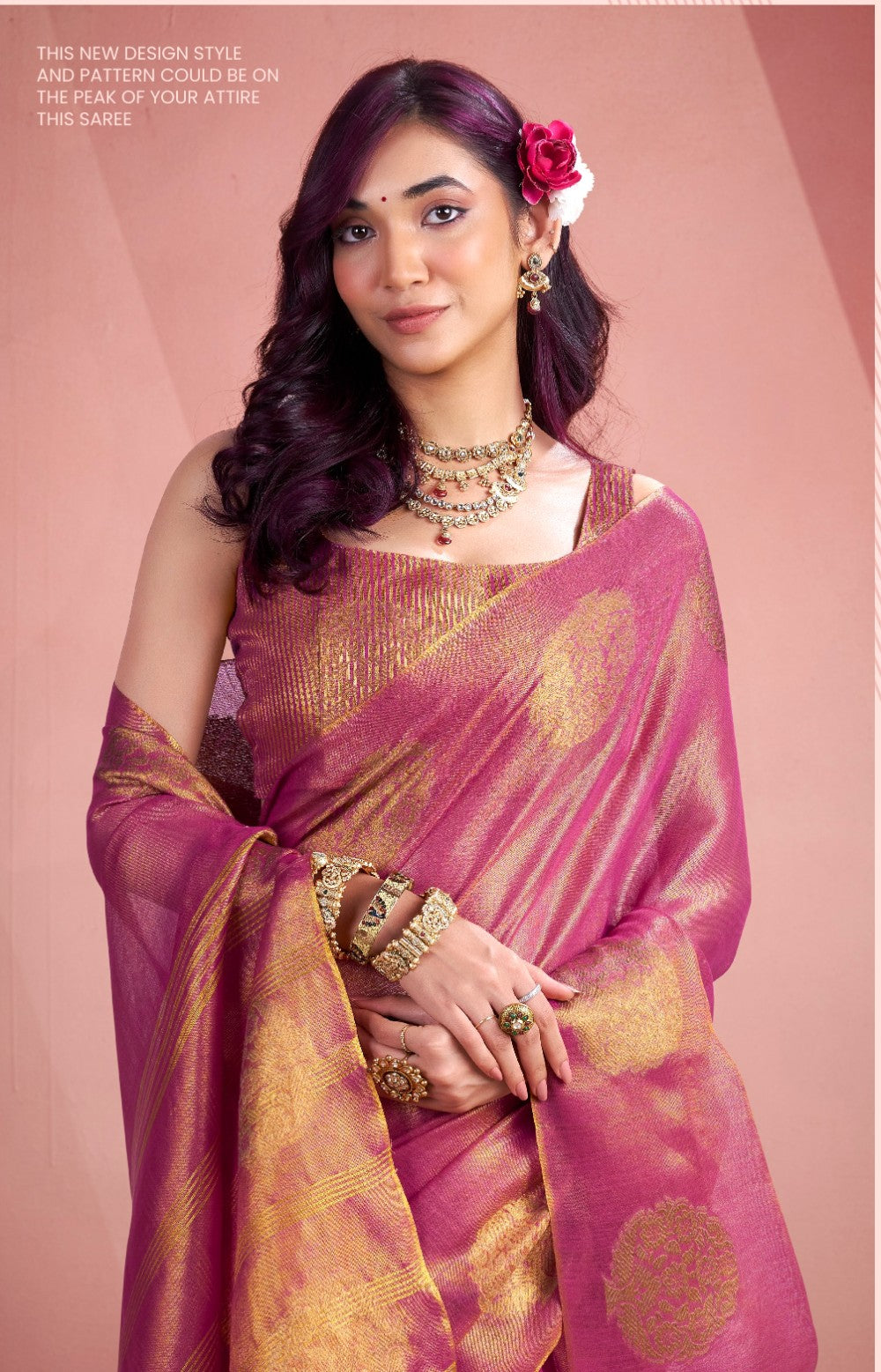Anaita Magenta Silk Tissue Zari Weaving Work Saree With Blouse Piece - Distacart