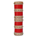 Tehzeeb Creations Bridal Bangle Set Red Golden & White Stone Chura Designer Fashion Choora Punjabi Chuda Set - Distacart