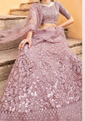 Monjolika Fashion Mauve Color Net Zarkhan Work Heavy Lehenga Choli