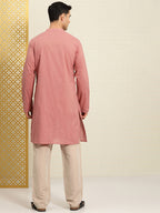 House of Pataudi Rozana Band Collar Pure Cotton Kurta