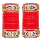 Tehzeeb Creations Bridal Bangle Set Designer Golden White & Red Stone Chuda Dulhan Wedding Choora Fashion Chura For Women - Distacart