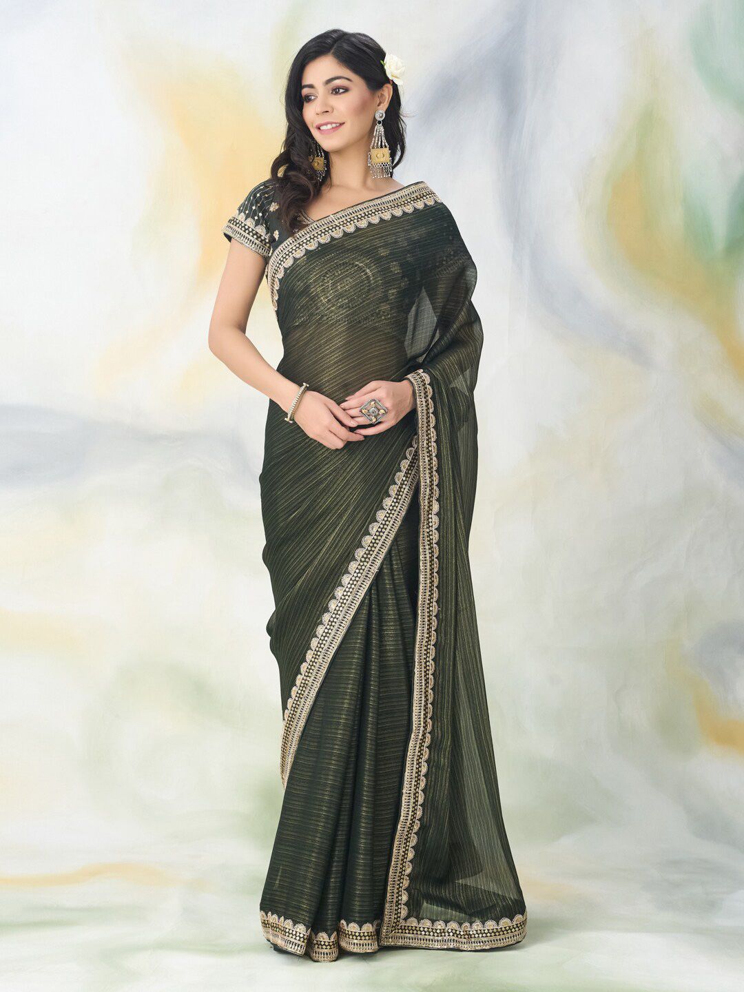 kasee Floral Embroidered Saree - Distacart