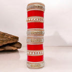 Tehzeeb Creations Bridal Bangle Set Red Designer White Kundan & Golden Stone Dulhan Chuda Fashion Punjabi Choora Wedding Chura For Women - Distacart
