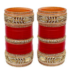Tehzeeb Creations Bridal Bangle Set Red Designer Chura Wedding Punjabi Choora Fashion Jewellery Chuda Set for Women - Distacart