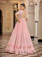 Myra Pink Georgette Embroidered Gown - Distacart
