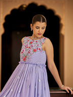 Myra Lavender Georgette Embroidered Gown - Distacart
