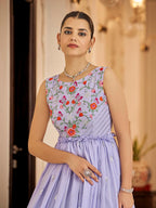 Myra Lavender Georgette Embroidered Gown - Distacart