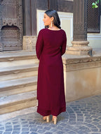 The52 Wine Embroidered Viscose Fabric Straight Kurta, Pant and Dupatta Set - Distacart