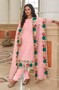 Monjolika Fashion Light Pink Embroidered Georgette Churidar Salwar Suit - Distacart