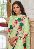 Monjolika Fashion Light Green Embroidered Georgette Churidar Salwar Suit - Distacart