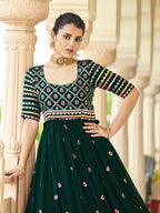 Myra Green Georgette Embroidered Gown - Distacart