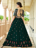 Myra Green Georgette Embroidered Gown - Distacart