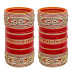 Tehzeeb Creations Bridal Bangle Set Red Designer Chura Wedding Punjabi Choora Fashion Jewellery Chuda Set for Women - Distacart