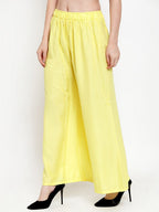 TAG 7 Women Yellow Solid Flared Ethnic Palazzos