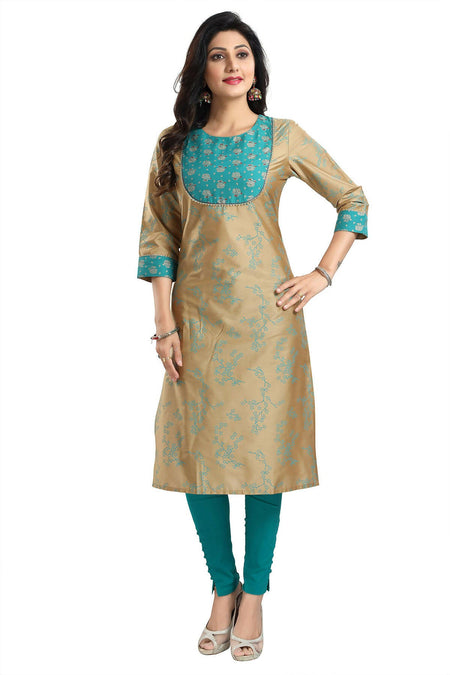 Snehal Creations Beige Cotton Silk Tunic for Women