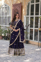 Vastranavya Designer Heavy Sequins & Thread Embroidered work Lehenga Choli - Purple