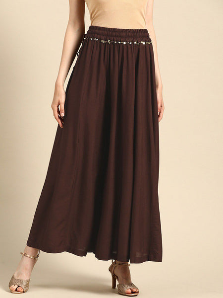 TAG 7 Women Rayon Flared Palazzos