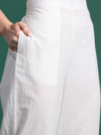 Indo Era Floral Embroidered Pure Cotton Kurta with Trousers & Dupatta - Distacart